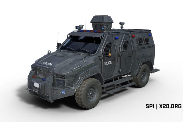 armored bulletproof police vehicle with thermal cameras