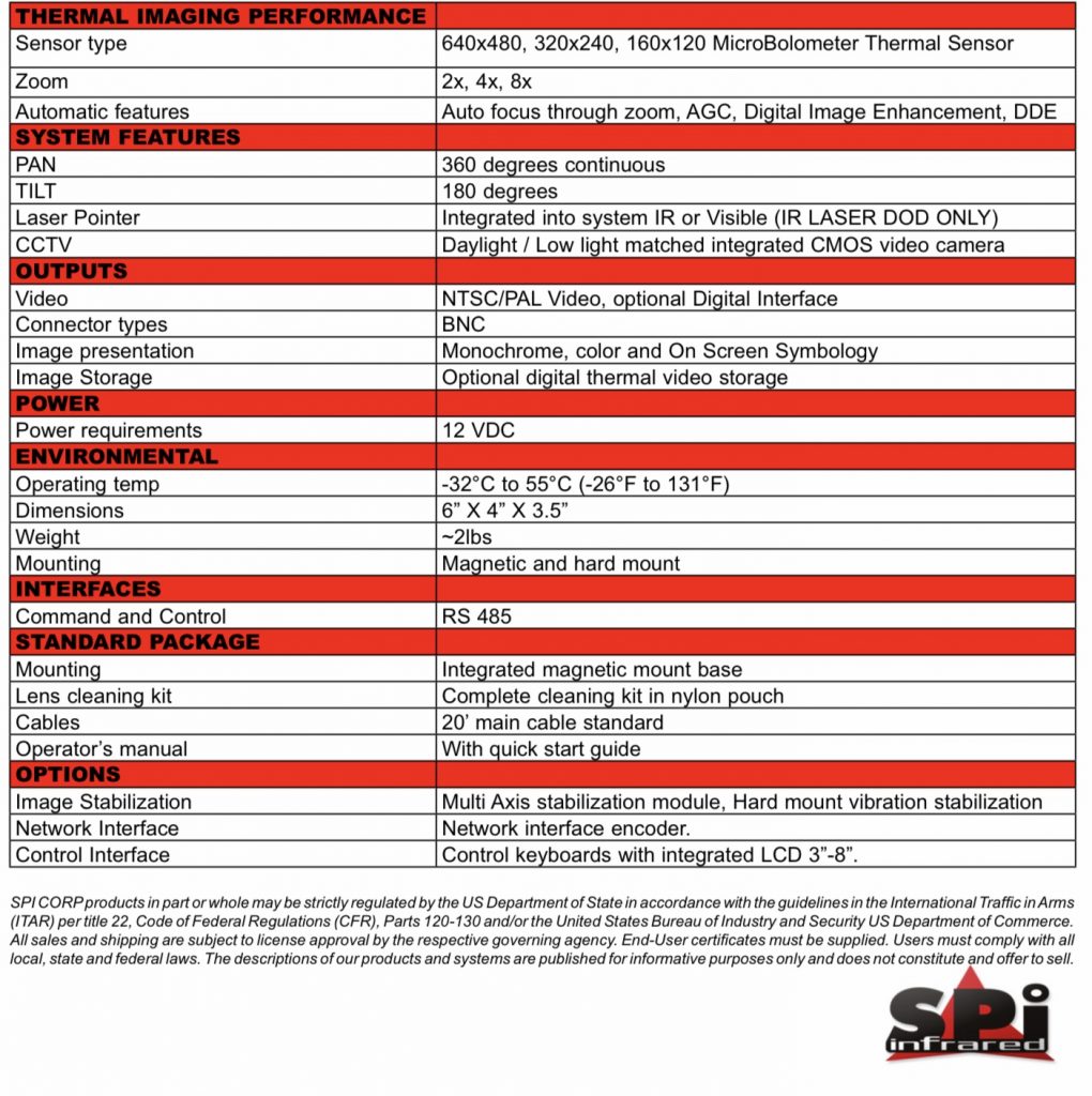 M1D car vehicle boat mobile marine thermal flir PTZ camera specifications