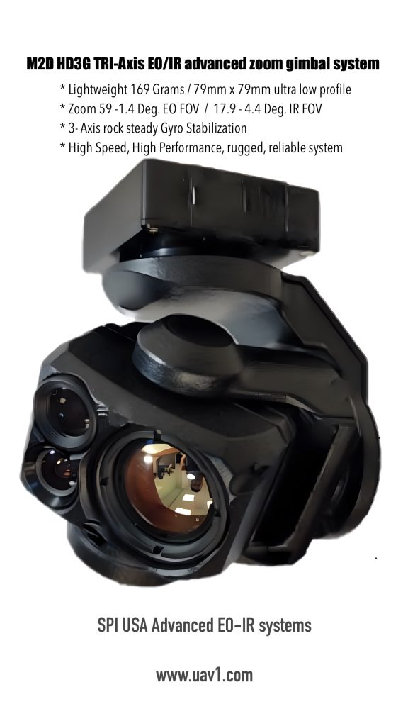 3 axis EOIR gyrostabilized thermal drone gimbal camera